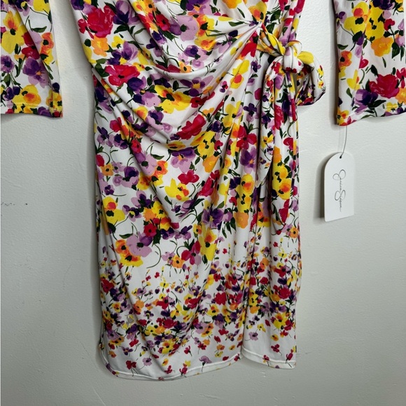 Jessica Simpson womens 6 midi floral vneck wrap belt elastic fabric dress spring - Picture 12 of 12